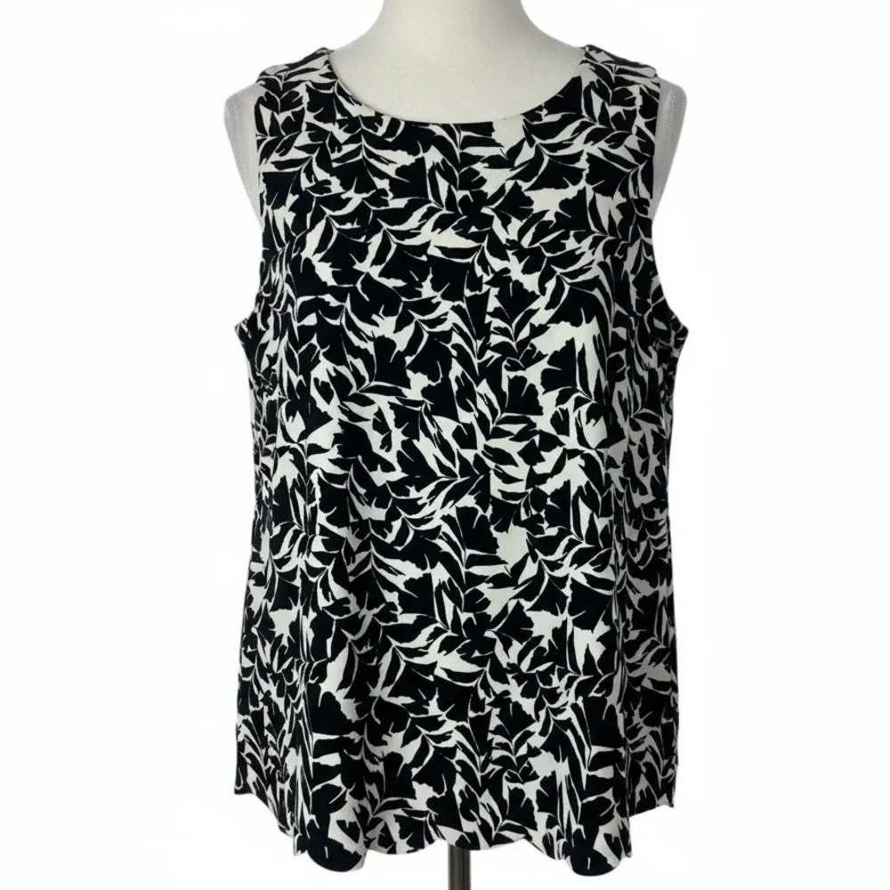 J. Crew Sleeveless‎ Scalloped Leaf Print Top Women Size S